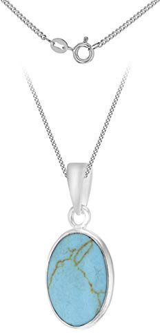 Tuscany Silver Damen - Kette 925 Sterling Silber Rundschliff Türkis 8.43.8604