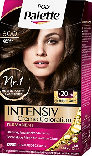 Poly Palette Intensiv Creme Coloration, 800 Dunkelbraun Stufe 3, 3er Pack (3 x 115 ml)