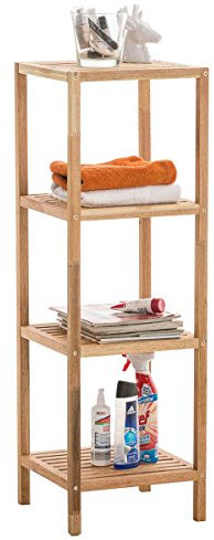 CLP Standregal aus Holz | Holzregal in verschiedenen Höhen erhältlich | Badezimmerregal mit 3-5 Ablageflächen, Farbe:walnuss, Größe:L