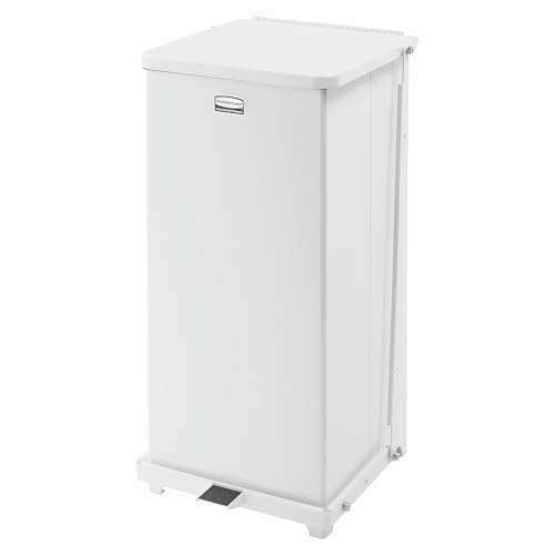 Rubbermaid Commercial Products Commercial Products FGST24EPLWH Poubelle à Pédale 90 L The Defenders Acier, avec Revêtement en Plastique, Blanc