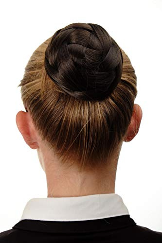 WIG ME UP - Haarknoten Dutt Haarteil aufwendig geflochten Brautschmuck Tracht Steck-Kamm Haarnadel Braun Mittelbraun Q399D-6