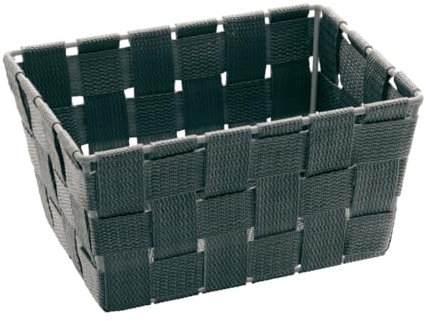 WENKO Aufbewahrungskorb Adria Mini Grau - Badkorb, rechteckig, Polypropylen, 19 x 9 x 14 cm, Grau Mini Long