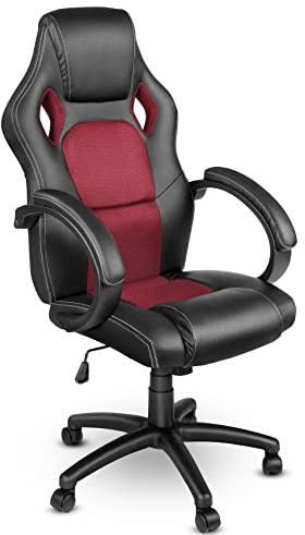 TRESKO Racing Chefsessel Bürostuhl Drehstuhl 14 Farbvarianten, gepolsterte Armlehnen, Wippmechanik, Lift SGS geprüft