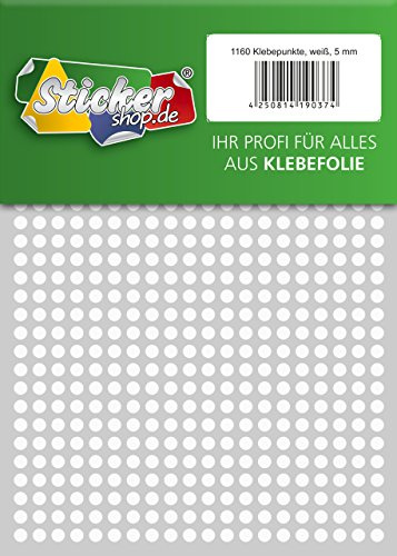 Klebepunkte aus PVC Folie, wetterfest, Markierungspunkte Kreise Punkte Aufkleber (5 mm, weiß)