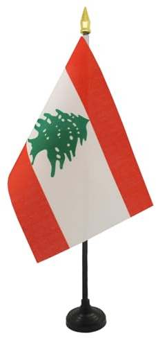 AZ FLAG Bordsflagga Libanon 15x10 cm Libanesisk 100D Polyester Plastfot