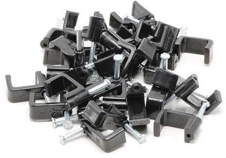 THE CIMPLE CO Dual Cable Clips, 100 PCS, Indoor/Outdoor Cord Management, 1/2 Inch Wire Staples for Coax, Ethernet, Electrical Wire, Nail Clips for Wires on Wall, 12 mm, Black