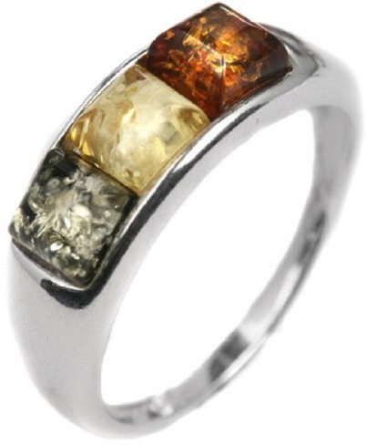 Ian and Valeri Co. Multicolor Amber Sterling Silver Squares Ring