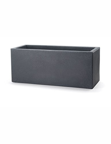 Teraplast Schio Cassa Essential Blumentopf, Kunststoff, 100% recycelbar, matte Oberfläche, Anthrazit, 80 x 30 x 30 cm