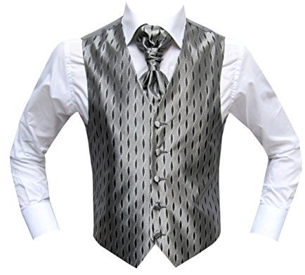 MMUGA Hochzeitwesten Set mit Plastron Sarra Grau 70