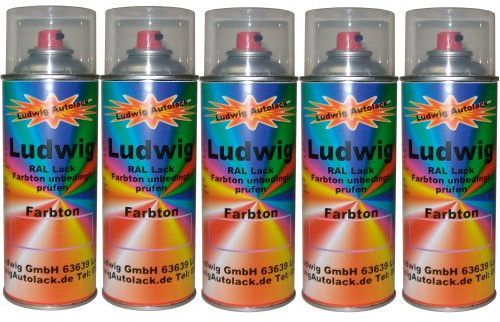 LudwigLacke 5 Spraydosen 400ml Autolack glänzend RAL 7032 Kieselgrau