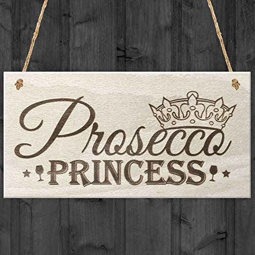 Red Ocean Prosecco Princess Novelty Wooden Hanging Plaque Gift Funny Alcohol Sign