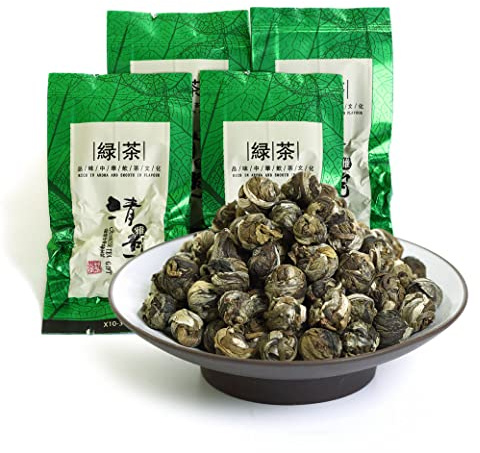 GOARTEA Jasmine Dragon Pearls - 30pcs 8g Supreme Grade - Jasmine Pearl Green Tea - Chinese Green Tea Loose Leaf - Easy Bag