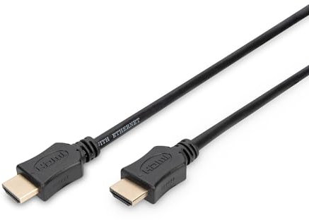 DIGITUS Câble HDMI - HDMI 2.0-3m - UHD 4K 60Hz - Contacts plaqués Or - Compatible avec TV, projecteur, Moniteur - Noir