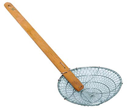 Thunder Group SLSKR008 Skimmer, 8 dia., 19 Oa Length, Bamboo Handle, S/S