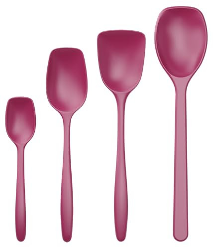 Rosti Classic Kochlöffel Set 4-Teilig, Hochwertiges Küchenhelfer Set mit 3 Kochlöffel & 1 Backlöffel, aus Kunststoff, Hitzebeständig, Bruchsicher, Spülmaschinenfest, Beetroot