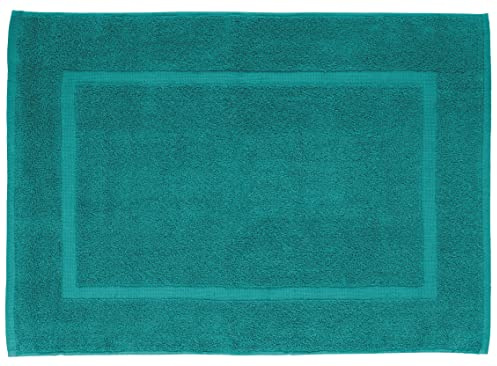WENKO Frottier Duschvorleger Paradise, saugfähige & Pflegeleichte Badematte, aus 100% Baumwolle, waschbar, 50 x 70 cm, Petrol