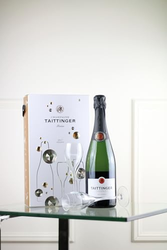 Taittinger Brut Réserve Non Vintage Champagne and Glasses Gift Set 75cl