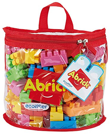 Jouets Ecoiffier - 846 - Sac demi-lune et ses briques à empiler Abrick – Jeu de construction pour enfants – 100 pièces – Dès 18 mois – Fabriqué en France