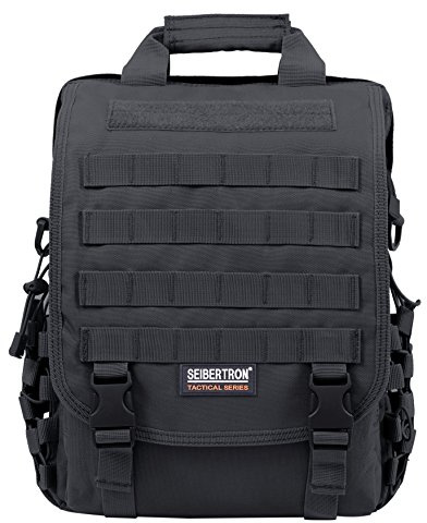 Seibertron Molle Multifunktions Umhängetasche Oder Rucksack Airport Friendly Schultertasche, Aktentasche Sleeve Tasche für 14.1 Zoll Netbook/Laptop Case Business Aktenkoffer (Black)