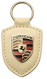 ORIGINAL Porsche Schlüsselanhänger BEIGE Leder mit Wappen WAP0500960E