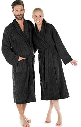 CelinaTex S-XXXL Bademantel Schalkragen Uni lang aufgesetzte Taschen Damen Herren Unisex warm Frottee Baumwolle Oeko-TEX Oregon