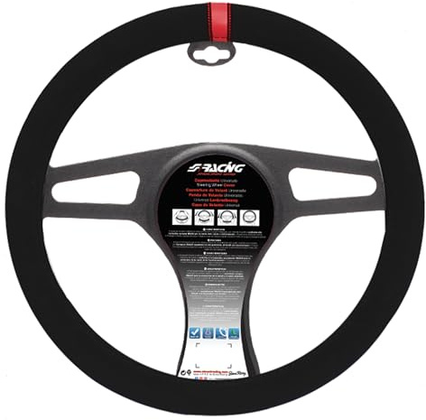 Simoni Racing Couvre-Volant Carrera Look - Microfibre Noir + Marquage Rouge - 37-39cm