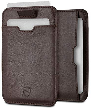 Vaultskin Kartenetui Herren aus Leder - Geldbörse mit RFID Schutz, Kartenschutzhülle für EC Karten & Kreditkarten, RFID Blocker Kartenhülle, Mini Geldbeutel Herren (Braun, Chelsea)
