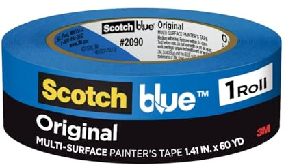 ScotchBlue Masking Tape. Original Blue Masking Tape. Multi-Surface. 1 Roll. Blue Tape. Blue Scotch Tape for Painting and Decorating. Multiple Sizes.