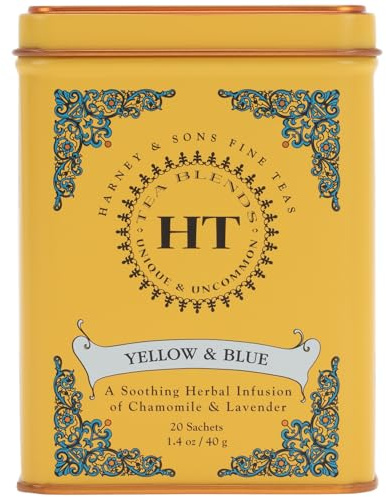Harney & Sons Master Yellow & Blue Tea Tin - Herbal Blend of Chamomile, Lavender, and Cornflowers - 1.4 Oz, 20 Count