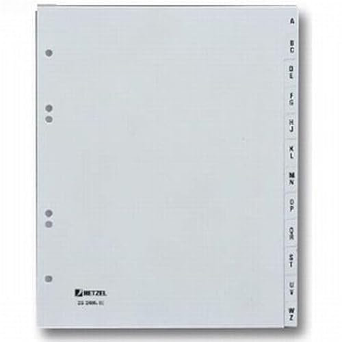 10x Hetzel 12tlg. Kunststoff Register A-Z überbreit A5 grau Ordnerregister, Trennblätter, grau, Trennregister, Buchstabenregister, Registerblätter