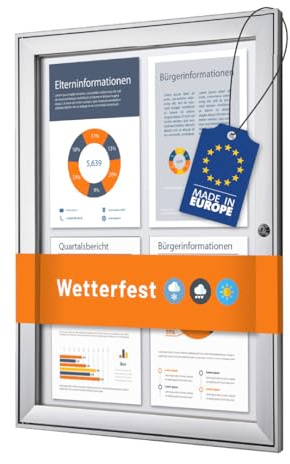 Schaukasten außen 4x DIN A4 | wetterfest | abschließbarer Infokasten mit SAN-Scheibe | beschreibbare magnetische Rückwand | ideal für Außenbereich & Outdoor Wand-Montage