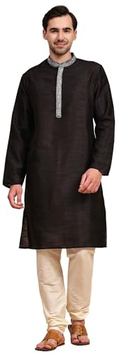SKAVIJ Costume Homme Indien Traditionnel (Noir, X-Large)