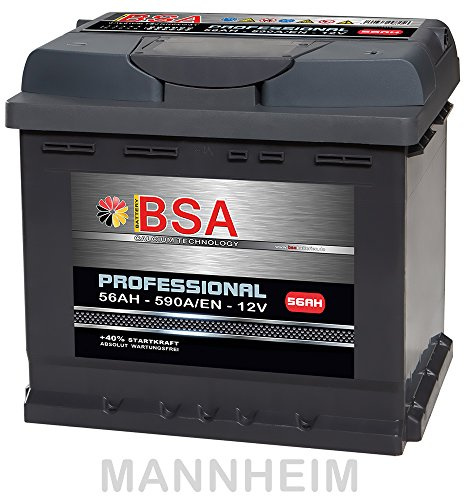 BSA Autobatterie 56Ah 12V 590A/EN ersetzt 44Ah 45Ah 52Ah 53Ah 54Ah 55Ah Extreme Startkraft