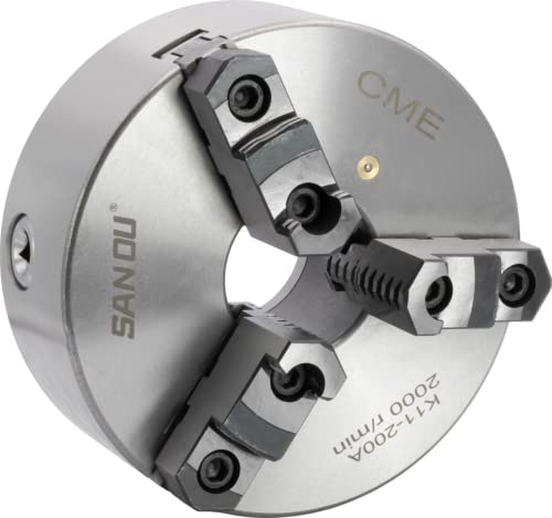 CME 8 3-Jaw Self-Centering (Scroll) Lathe Chuck, Plain (Flat) Back, Two-Piece Reversible Jaws