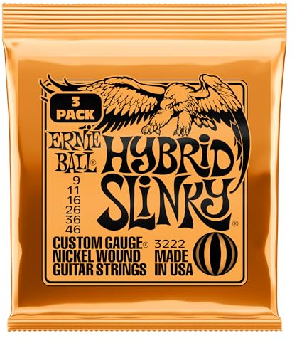 Ernie Ball Hybrid Slinky Nickel Wound Electric Guitar Strings 3 Pack - 9-46 Gauge