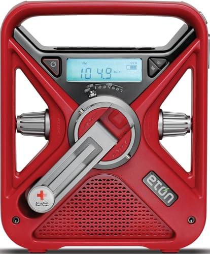 Eton - American Red Cross FRX3+ Emergency NOAA Weather Radio, Digital Display, Hand Turbine, Solar Power, Red LED Flashing Beacon, 7 NOAA/Environment Canada Weather Bands, Phone Charger