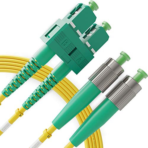 BEYONDTECH Cavo Fibra Ottica SC a FC OS1 Monomodale Duplex (15 Metri) - Cavo di Fibre Ottiche APC/APC - 9/125 (LSZH)