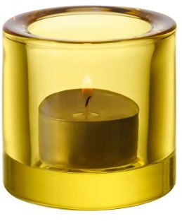Iittala Teelichthalter Kivi, 60mm lemon | Designklassiker aus Finnland, stimmungsvolles Kerzenlicht, finnische Handwerkskunst, Farbvariante nicht mehr in Produktion