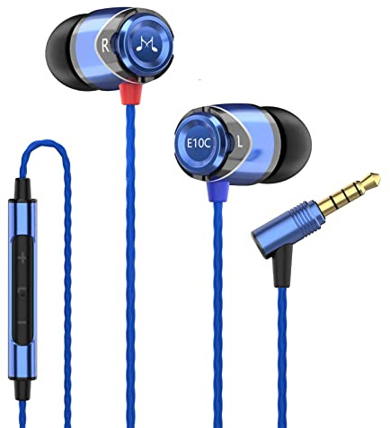 SoundMAGIC E10C trådbundna öronsnäckor med mikrofon HiFi stereo hörlurar Bullerisolering in ear hörlurar Kraftfull bas trasselfri sladd Blå