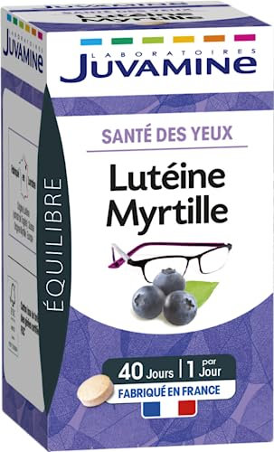 JUVAMINE - Lutéine, Myrtille et Vitamines A et B2 - Santé des Yeux - Contribue au Maintien d'une Vision Normale - Programme de 40 Jours - Fabriqué en France