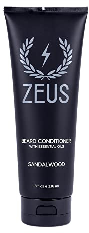ZEUS Beard Conditioner Wash, Cleansing & Moisturizing Beard Wash with Green Tea & Natural Ingredients to Soften Beard – 8 oz. (Made in USA) Sandalwood