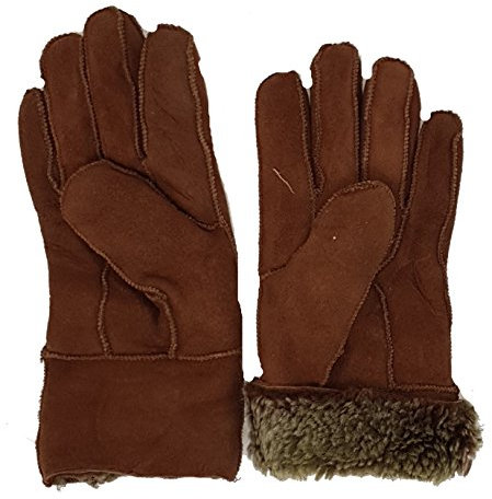 HEITMANN 100% Lammfell Handschuhe Fingerhandschuhe Echt-Leder Damen NEU (XL, Braun)