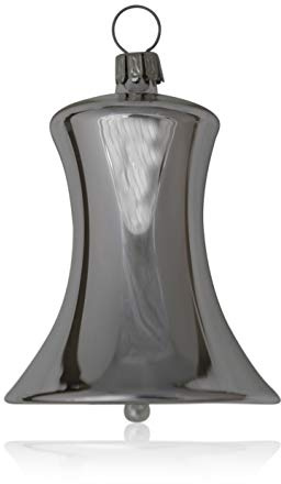 Lauschaer Glas Christbaumschmuck Glocken klein Silber Glanz 3 Stück d 5cm Christbaumschmuck Weihnachtsbaumschmuck mundgeblasen
