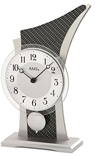 AMS Moderne Tischuhr mit Quartzwerk, batteriebetrieben - Modern Style Quartzpendel-Tischuhr 26cm- 1140