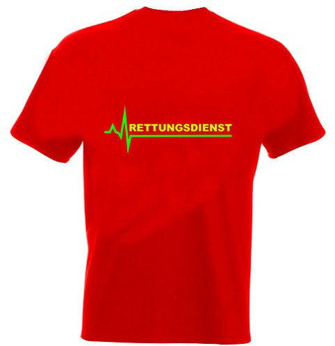 Fun T-Shirt mit Aufdruck: Rettungsdienst Herzschlag (Rückenaufdruck)