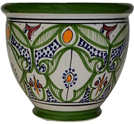 Treasures of Morocco Blumentopf, marokkanischer spanischer Garten, Abflussloch, Keramik, handgefertigt, Mehrfarbig