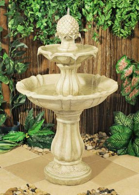 Primrose 98cm Elizabethan Stone Effect 2 Tier Classical Pineapple Design Water Fountain Feature Outdoor Use