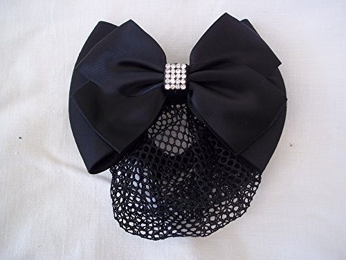 Equetech – Giacca da Dressage con Fiocco e Rete per Capelli Net, Donna, Crystal Dressage Bow & Net, Nero