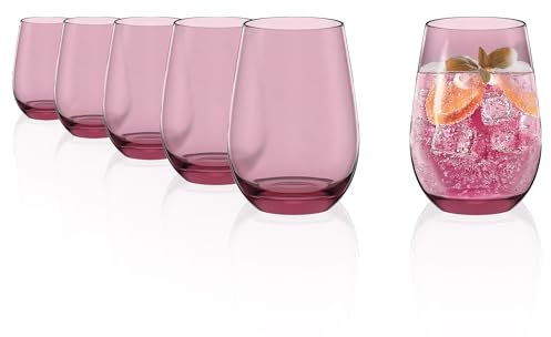 Stölzle Lausitz Wassergläser Elements Flieder 6er-Set 465 ml – Allroundgläser für Wasser, Saft & Cocktails – Hochwertige Trinkgläser aus bleifreiem Kristallglas – Spülmaschinengeeignet & stoßfest | Fliederfarbene Wasser-, Saft- und Allroundgläser für Cocktails, bleifreies Kristallglas, stoßfest & spülmaschinengeeignet