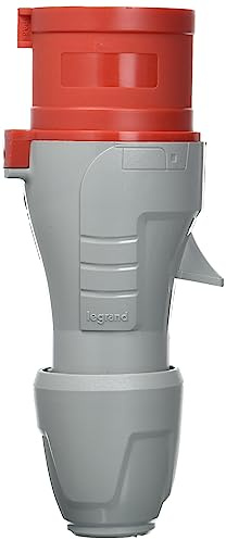 Legrand Conector CEE 16 A, rojo de 4 pines (3P + PE), 6 h (400 V/16 A), protección IP44, IK09